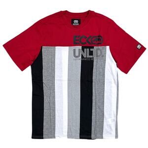 Ecko Unltd Men's T-Shirt Vertical Striped Print Puff Print Logo Short Sleeve Tee